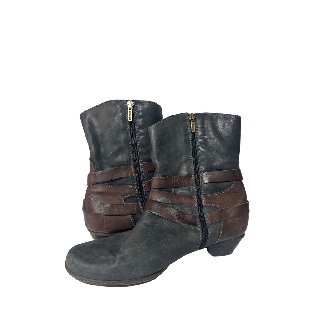 Pikolinos Women Black Brown‎ Leather Multi Strap Buckle Ankle Boots Size 40 - Picture 5 of 7